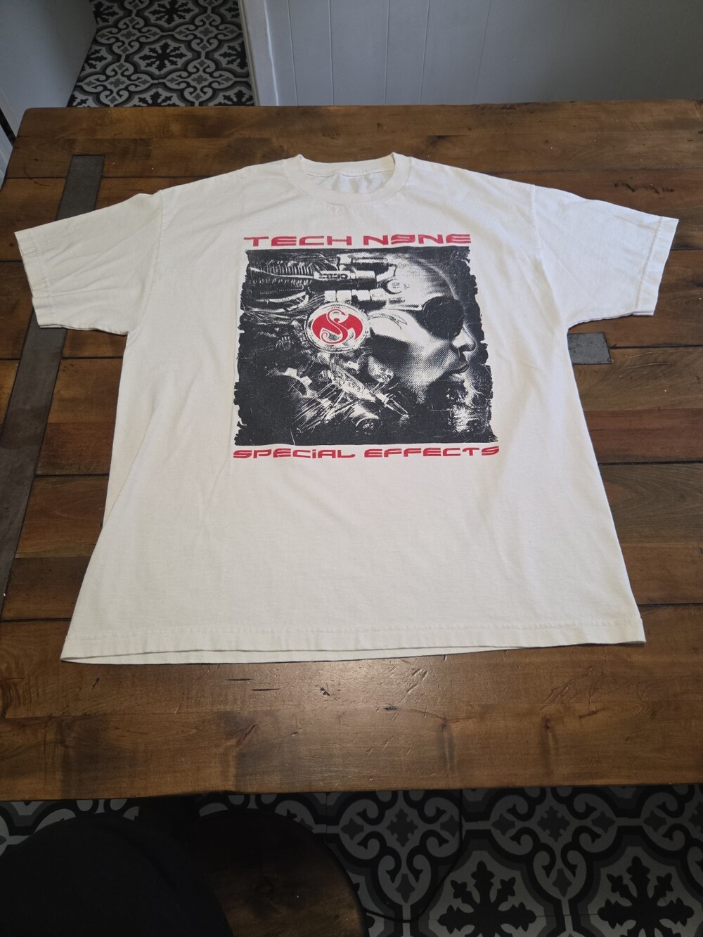 TECH N9NE Special Effects Shirt XL White Strange Music  Rap Tour 23x29